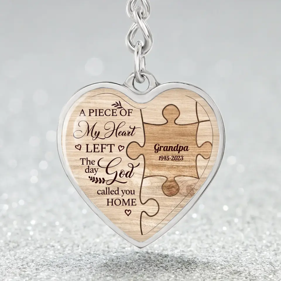 A Piece Of My Heart Personalized Heart Keychain Memorial Gift