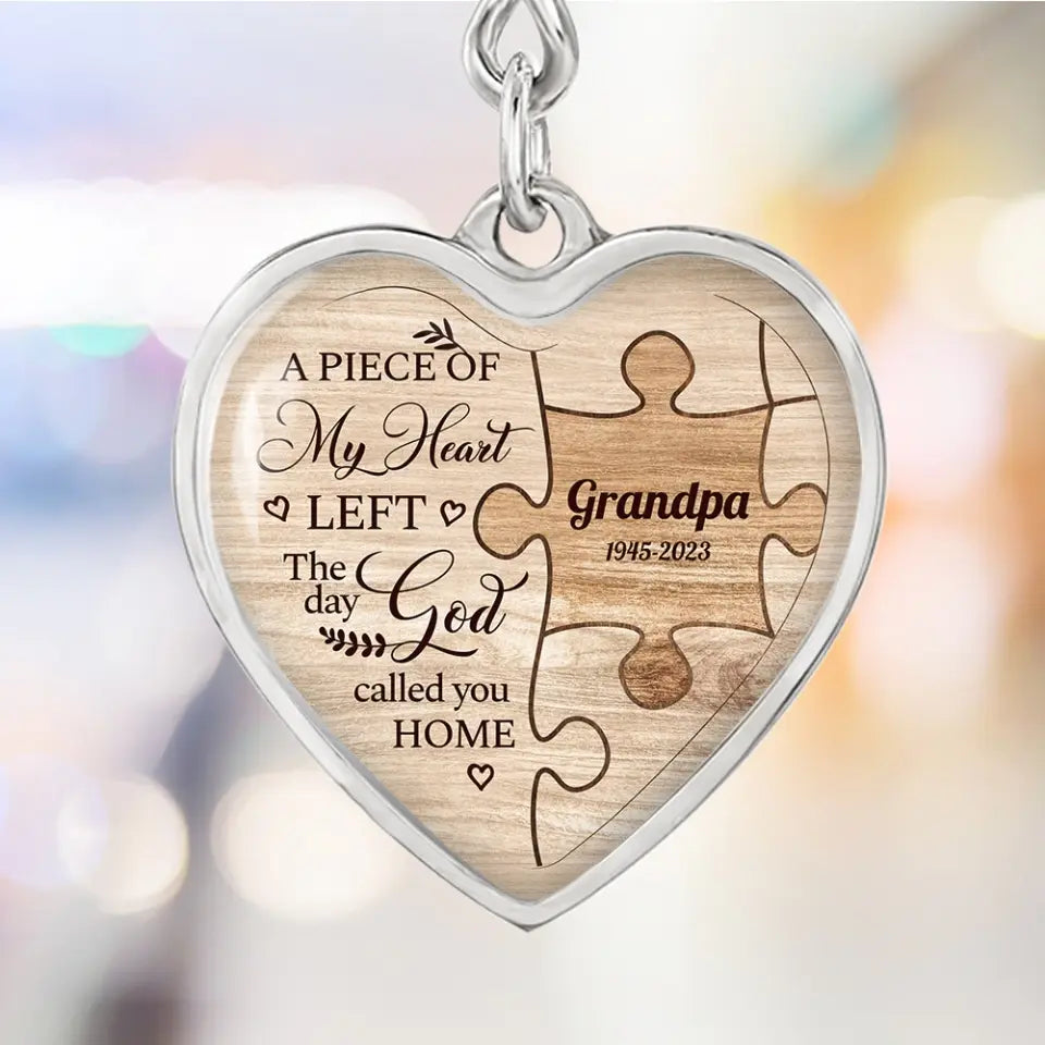 A Piece Of My Heart Personalized Heart Keychain Memorial Gift