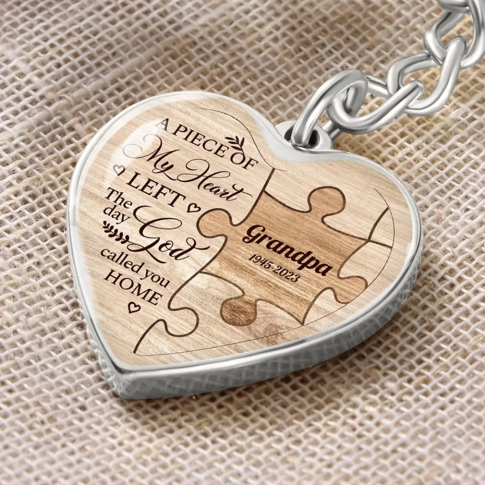 A Piece Of My Heart Personalized Heart Keychain Memorial Gift