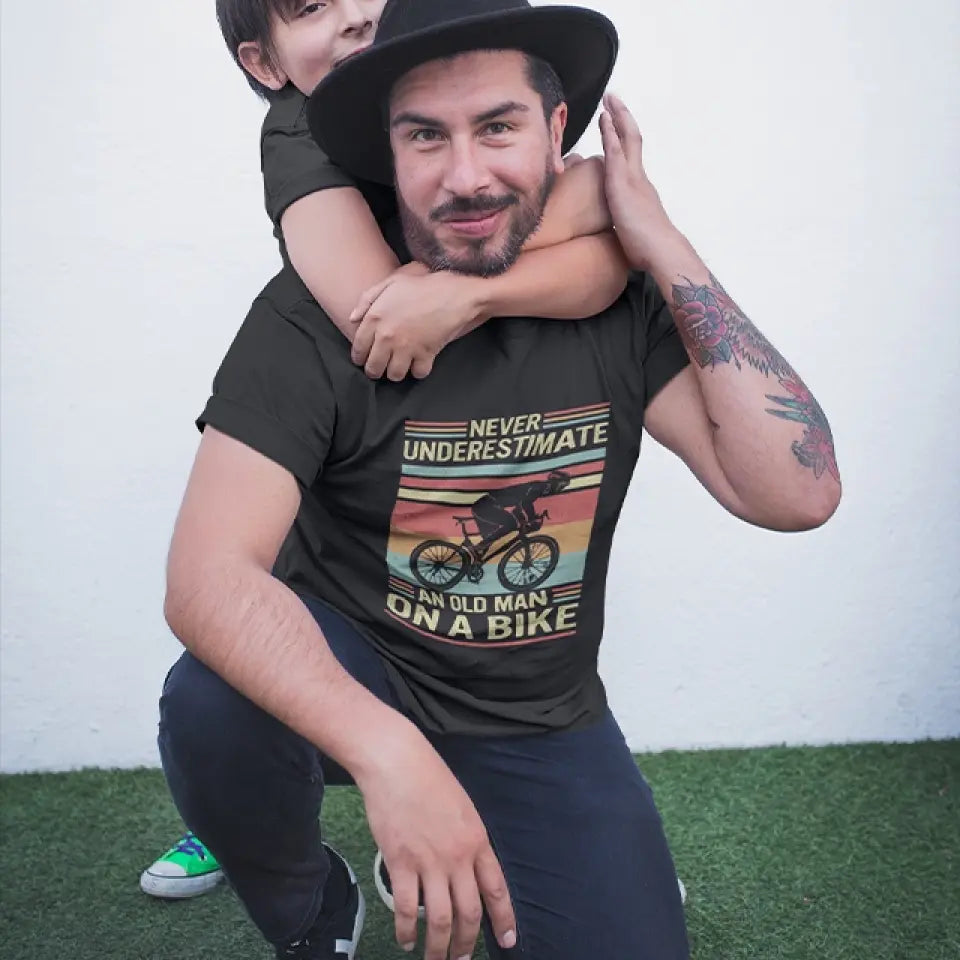 Never Underestimate An Old Man On A Bike - Personalized G500 T-Shirt