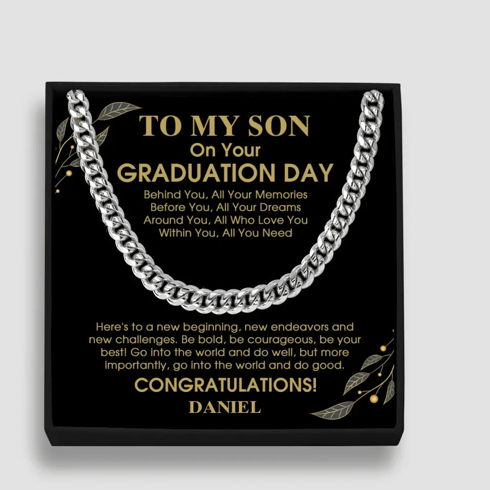To My Son Behind You All Memories - Personalized Men Necklace - Graduation Gift for Adult Son