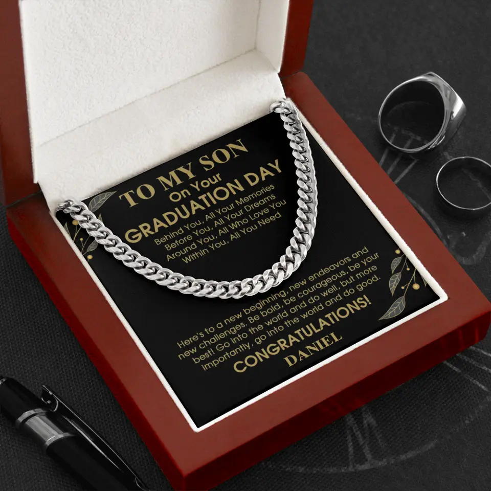 To My Son Behind You All Memories - Personalized Men Necklace - Graduation Gift for Adult Son