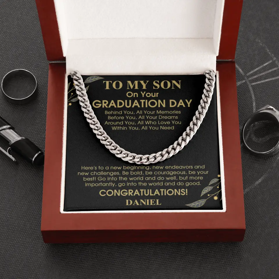 To My Son Behind You All Memories - Personalized Men Necklace - Graduation Gift for Adult Son