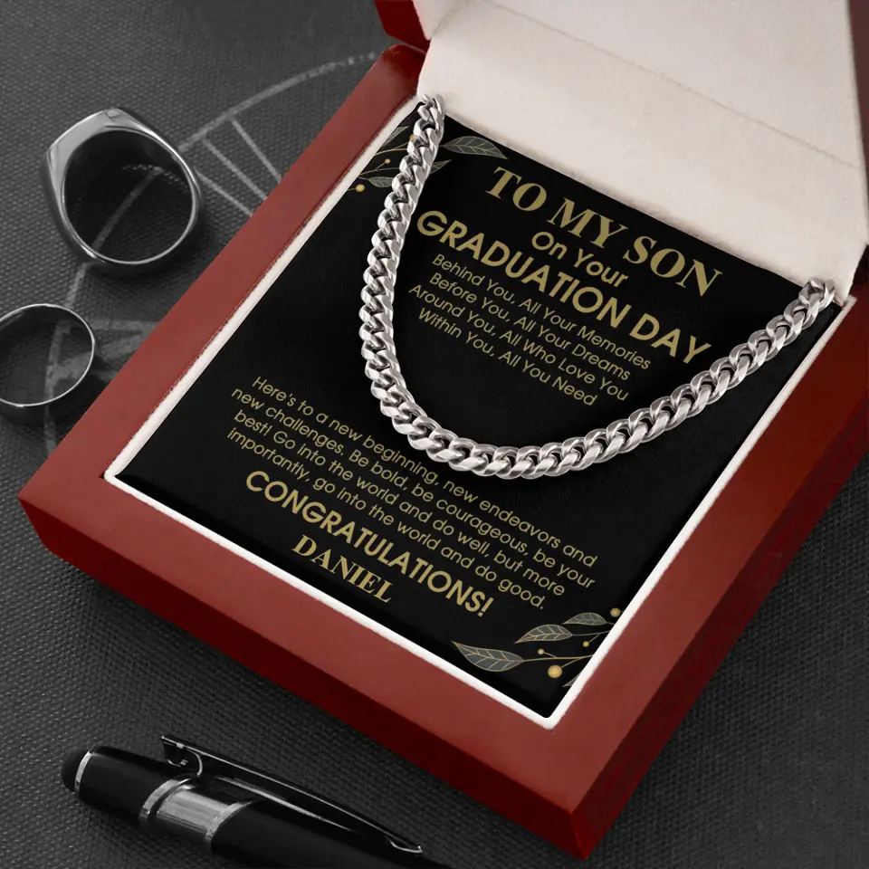 To My Son Behind You All Memories - Personalized Men Necklace - Graduation Gift for Adult Son