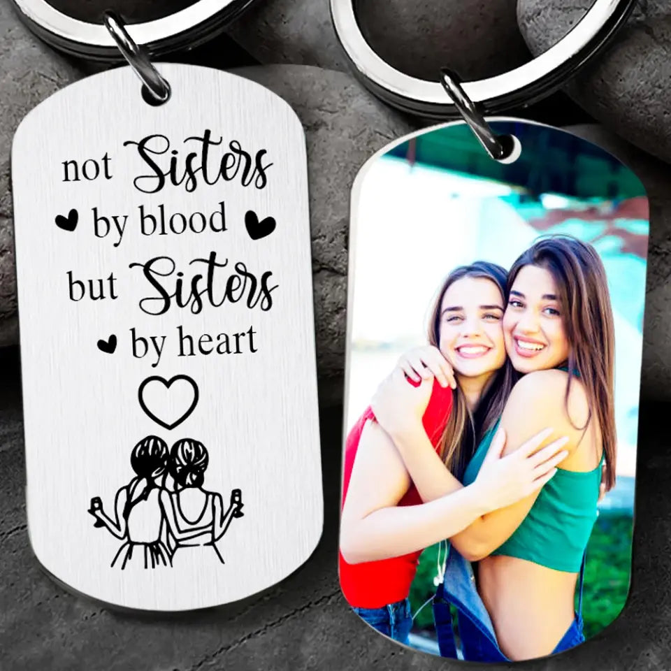 Sisters By Heart Personalized Keychain