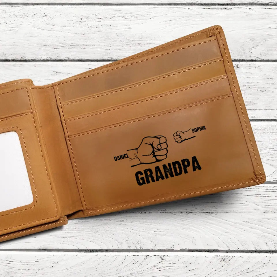 Family Fist Personalized Engraved Wallet Gift For Dad