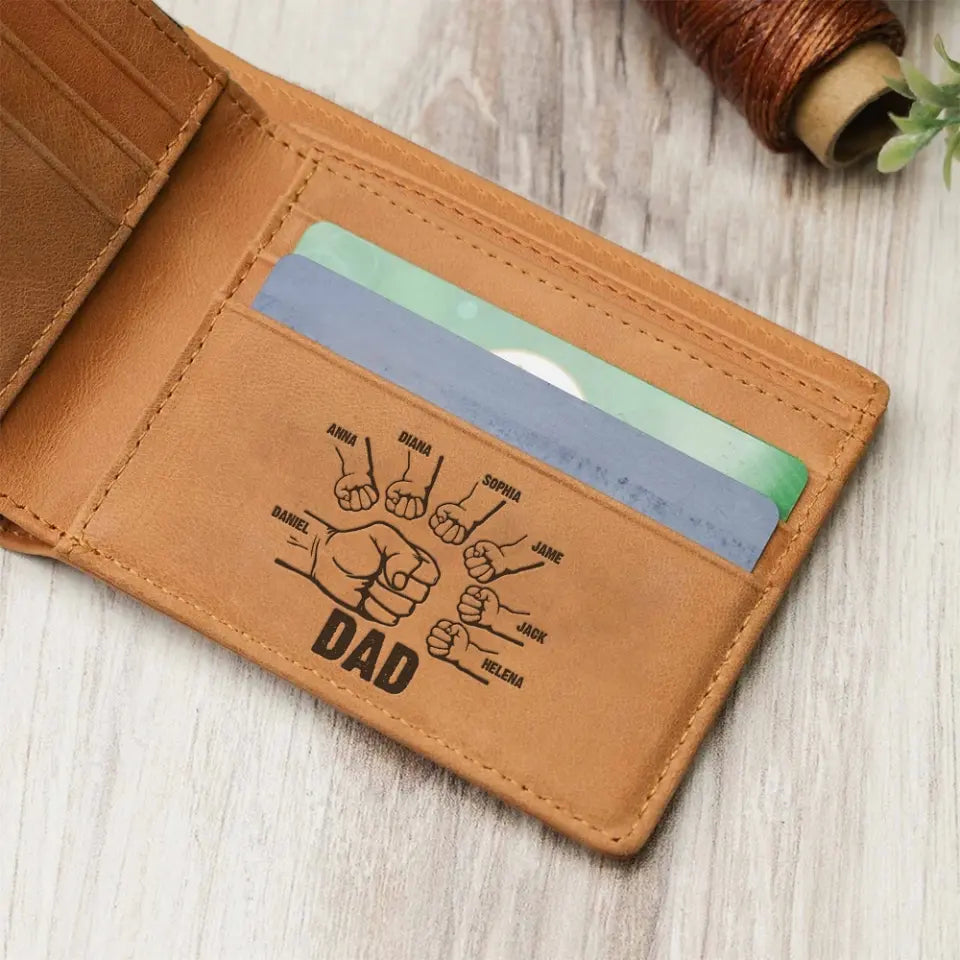 Family Fist Personalized Engraved Wallet Gift For Dad