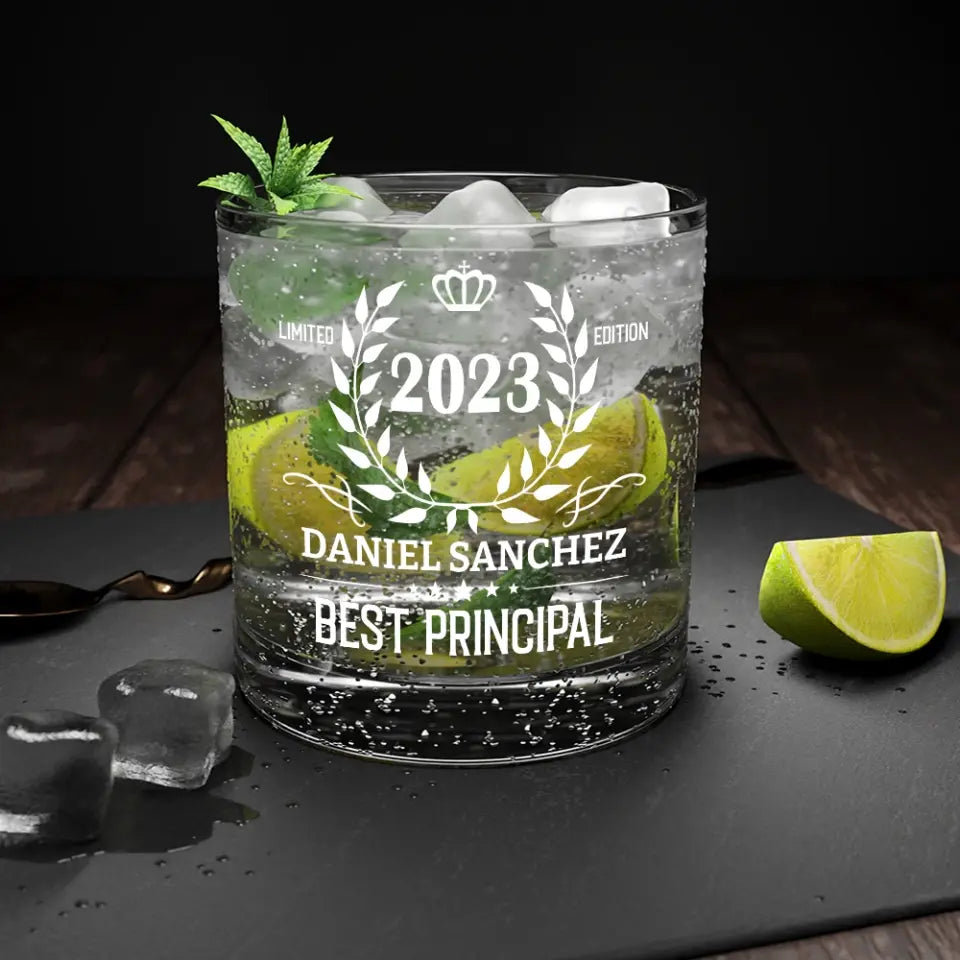 Limited Edition Best Principal - Personalized Bar Glass