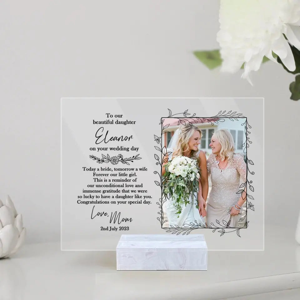 To Our Beautiful Daughter On Wedding Day Acrylic Plaque Gift For Daughter