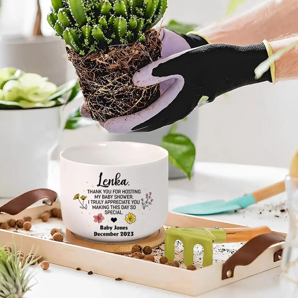 Thank You For Hosting My Baby Shower - Personalized Plant Pot - Gift For Shower Hostess