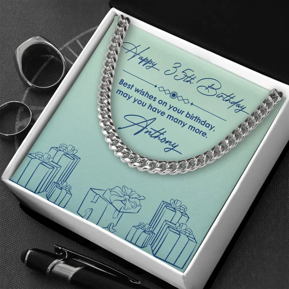 Best Wishes On Your Birthday - Personalized Cuban Link Chain