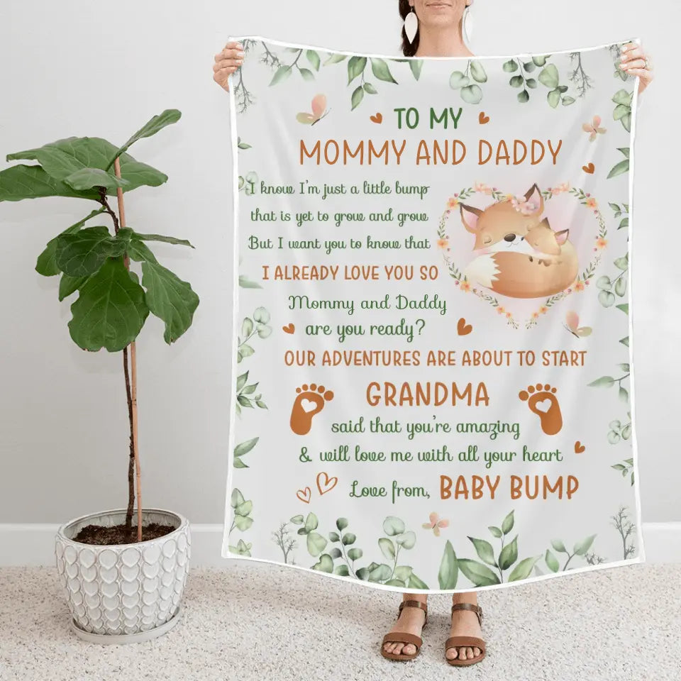 To My Mommy And Daddy Love From Baby Bump - Personalized Blanket - Gift For Pregnant Mom
