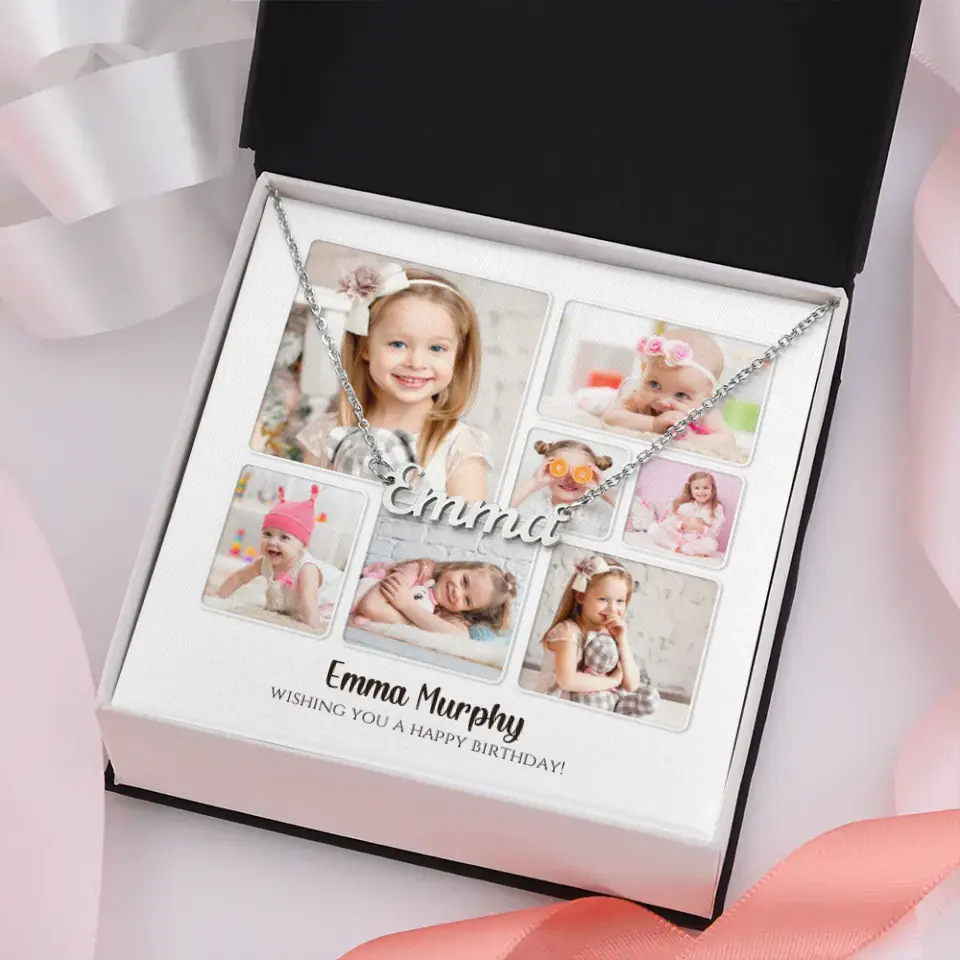 Photo Collage Personalized Name Necklace