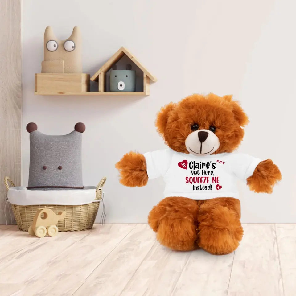 Squeeze Me Instead - Personalized Teddy Bear With T-shirt Multi Color - Moving Away Gifts