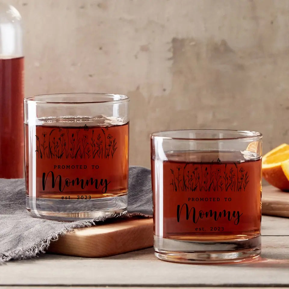 Promoted To Mommy/Daddy - Personalized Bar Glass