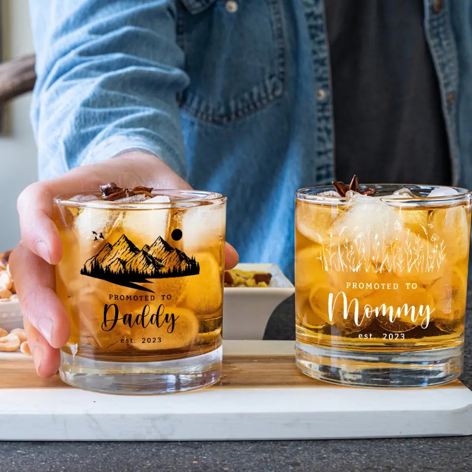 Promoted To Mommy/Daddy - Personalized Bar Glass