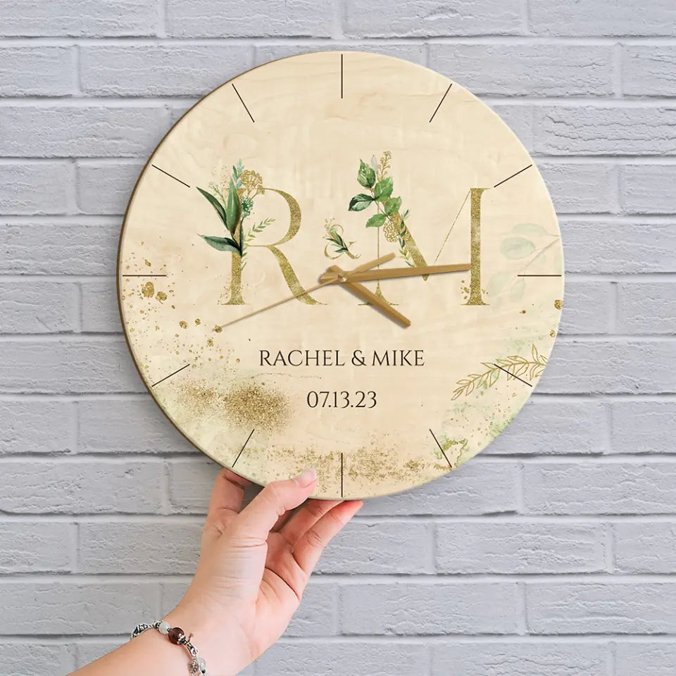 Choose Letters, Name and Date - Personalized Wall Clock - Gift For Anniversary Couple