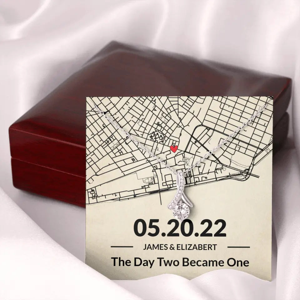 The Day Two Became One - Personalized Map Necklace - Anniversary  Gift For Her | 304IHPNPJE497