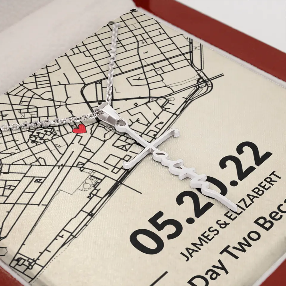 The Day Two Became One - Personalized Map Necklace - Anniversary Gift For Her