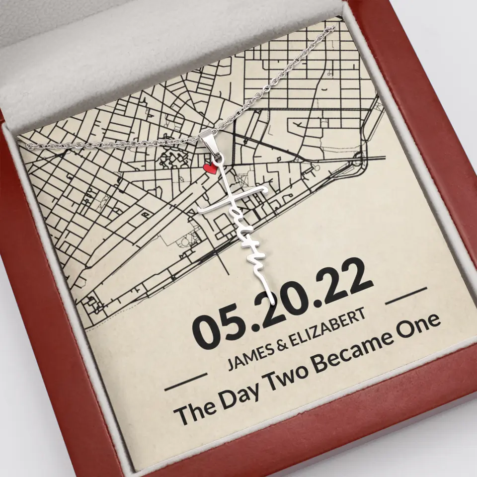 The Day Two Became One - Personalized Map Necklace - Anniversary Gift For Her