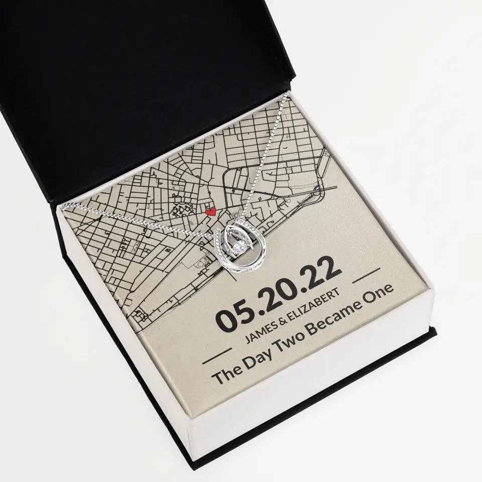 The Day Two Became One - Personalized Map Necklace - Anniversary Gift For Her
