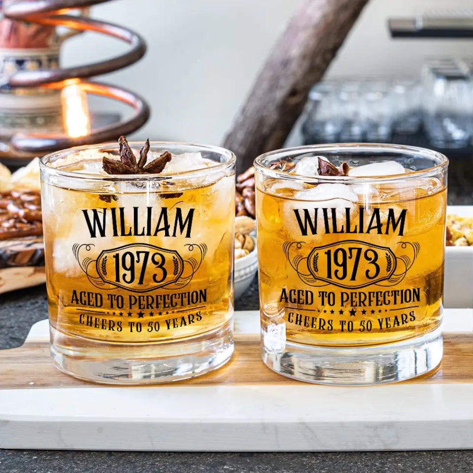 Ages To Perfection - Personalized Bar Glass - Birthday Gift | 306IHPLNMU707