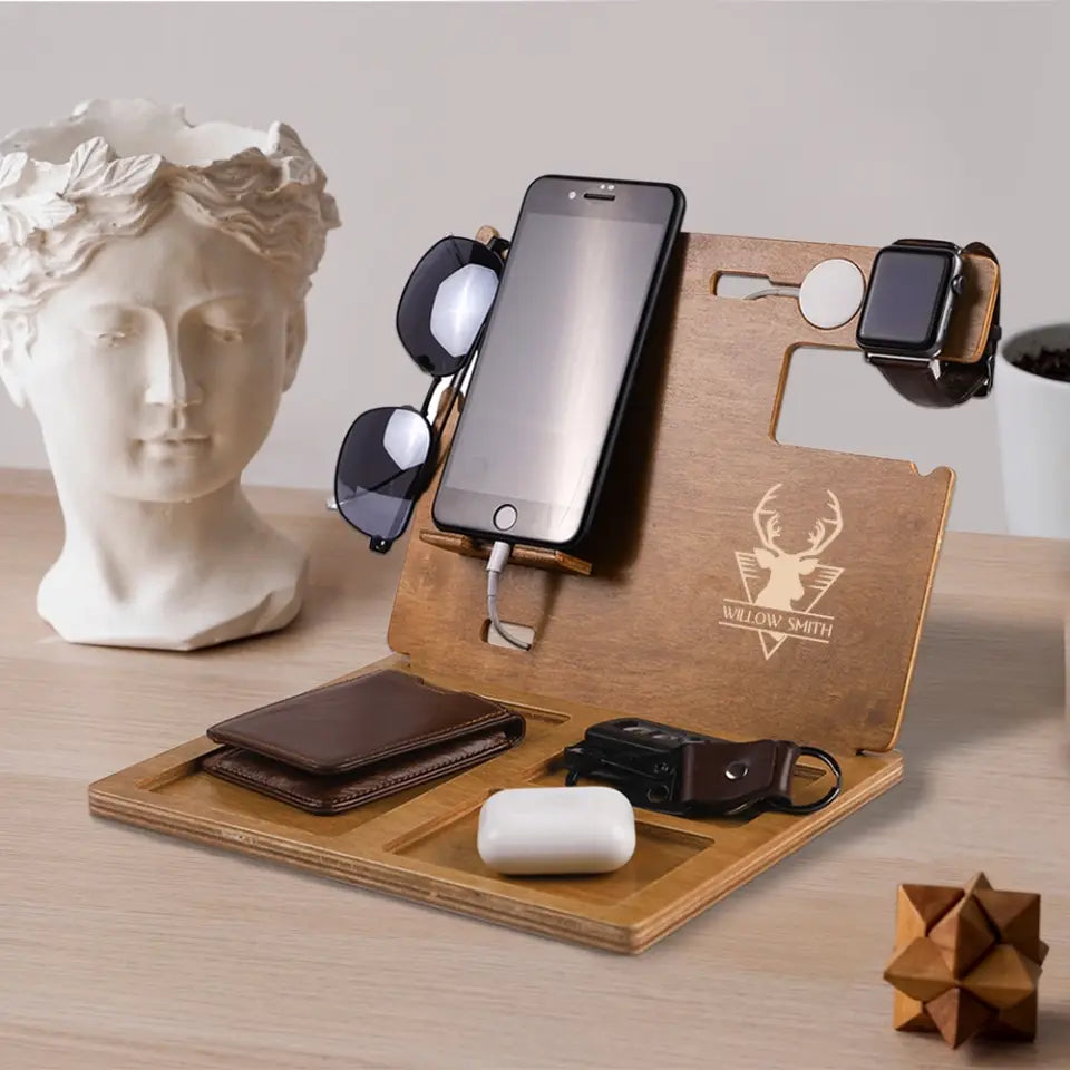Deer Hunting - Personalized Dock Station - Hunting Gift For Dad Grandpa