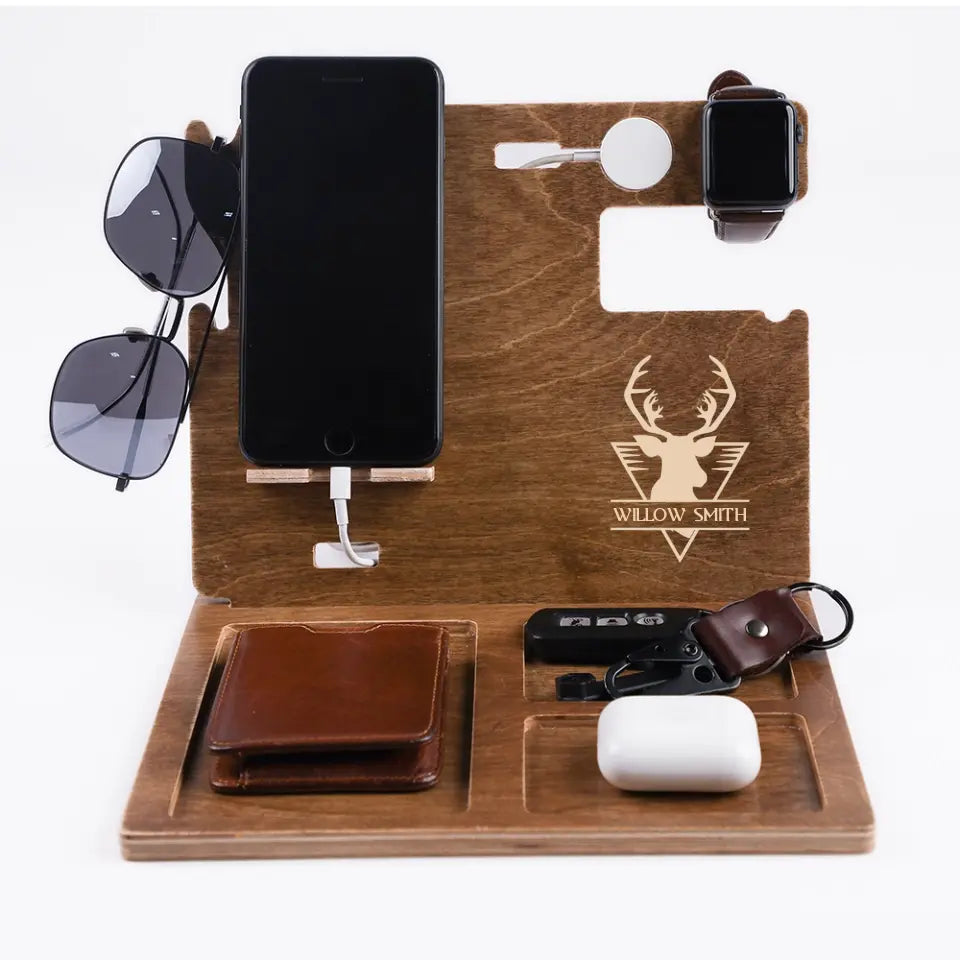 Deer Hunting - Personalized Dock Station - Hunting Gift For Dad Grandpa