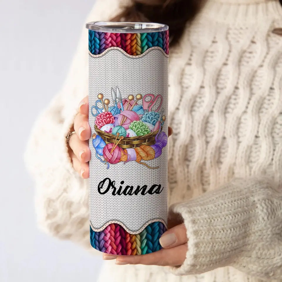 Just A Girl Who Loves Crocheting - Personalized Skinny Tumbler - Gift For Crotcheting Lovers
