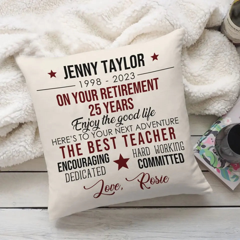 Here's To Your Next Adventure - Personalized Square Linen Pillow