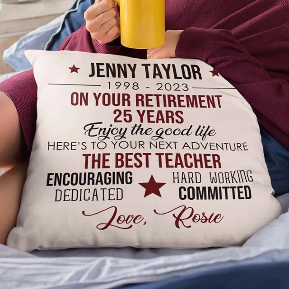 Here's To Your Next Adventure - Personalized Square Linen Pillow