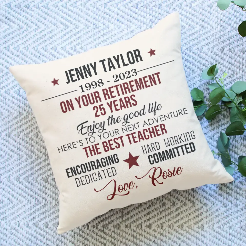 Here's To Your Next Adventure - Personalized Square Linen Pillow