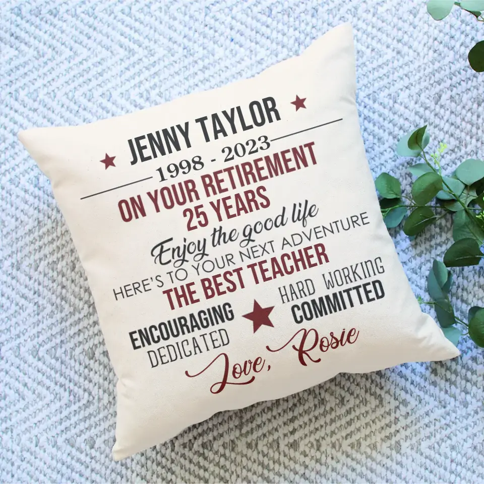 Here's To Your Next Adventure - Personalized Square Linen Pillow - Retirement Gift | 308IHPLNTS898