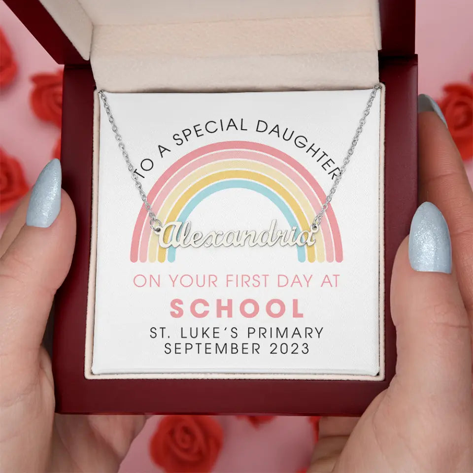 On Your First Day At School - Personalized Necklace - First Day Of School Gift For Girls