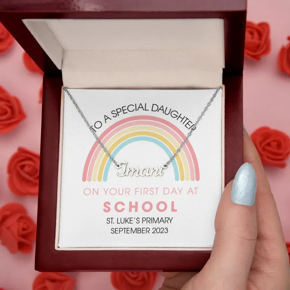 On Your First Day At School - Personalized Necklace - First Day Of School Gift For Girls