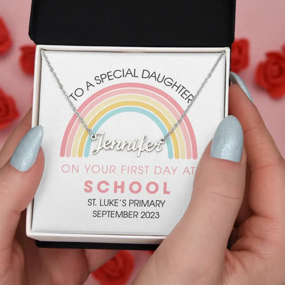 On Your First Day At School - Personalized Necklace - First Day Of School Gift For Girls