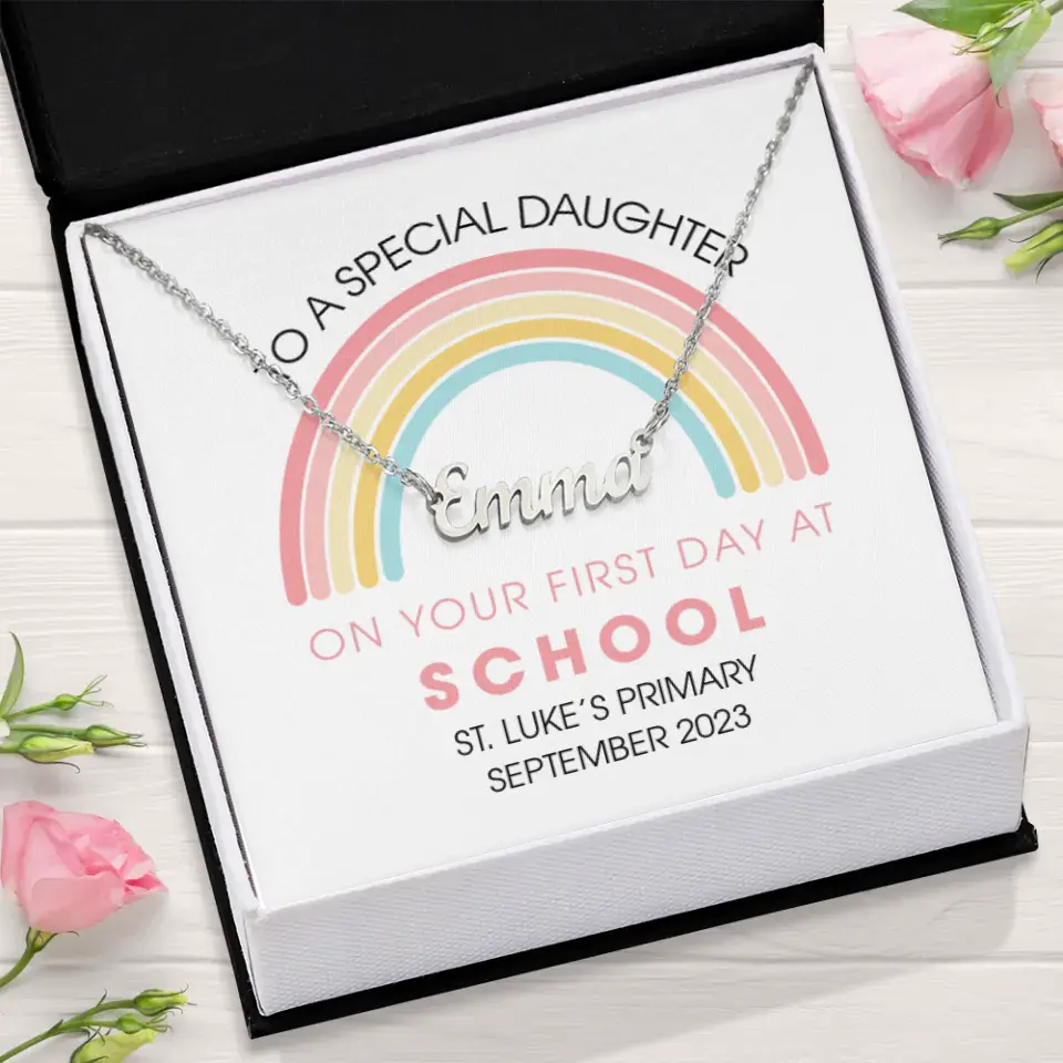 On Your First Day At School - Personalized Necklace - First Day Of School Gift For Girls