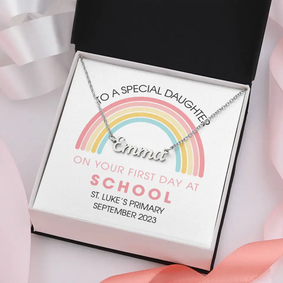 On Your First Day At School - Personalized Necklace - First Day Of School Gift For Girls
