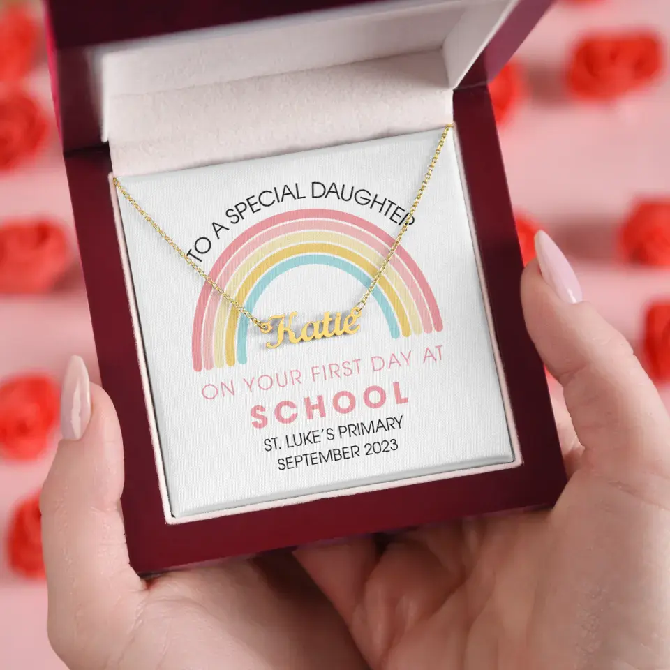 On Your First Day At School - Personalized Necklace - First Day Of School Gift For Girls