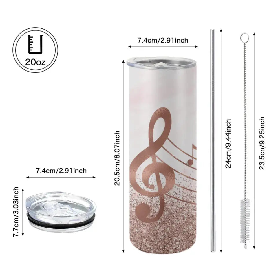 Musical Gift Personalized 20oz Skinny Tumbler
