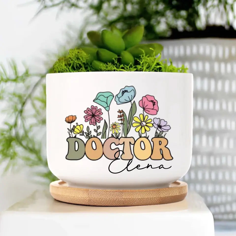 Thank You Doctor - Personalized Ceramic Plant Pot - Thank You Doctor Gift | 308IHPNPPO941