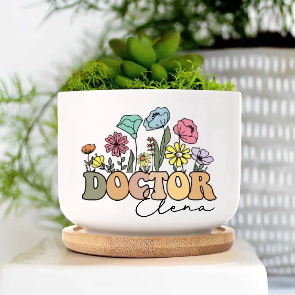 Thank You Doctor Personalized Ceramic Plant Pot
