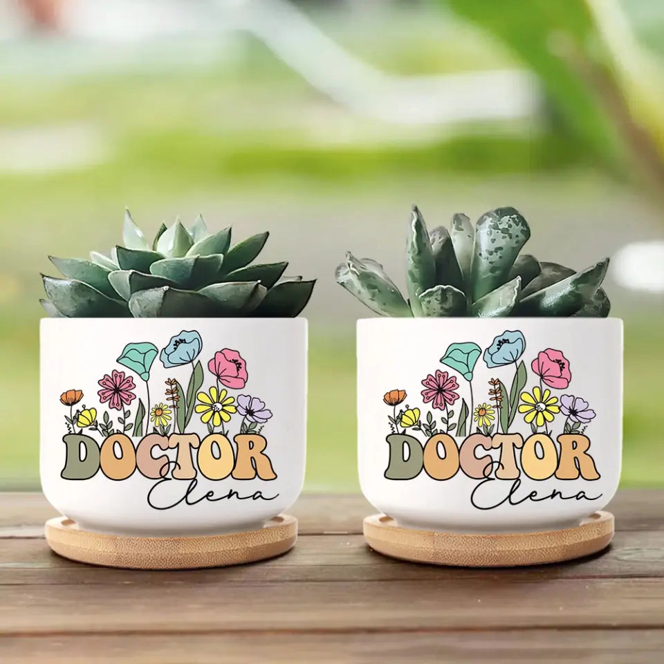 Thank You Doctor - Personalized Ceramic Plant Pot - Thank You Doctor Gift | 308IHPNPPO941