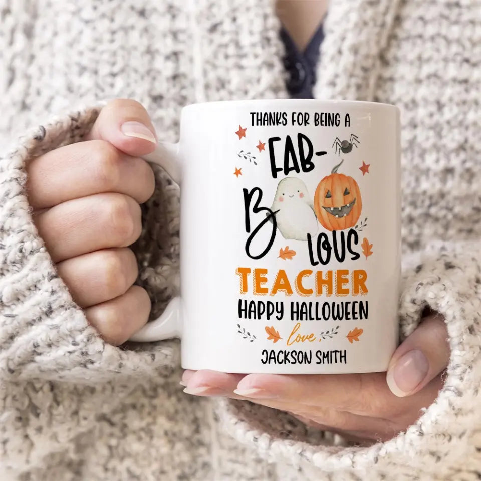 Thanks For Being A Faboolous Teacher - Personalized White Mug