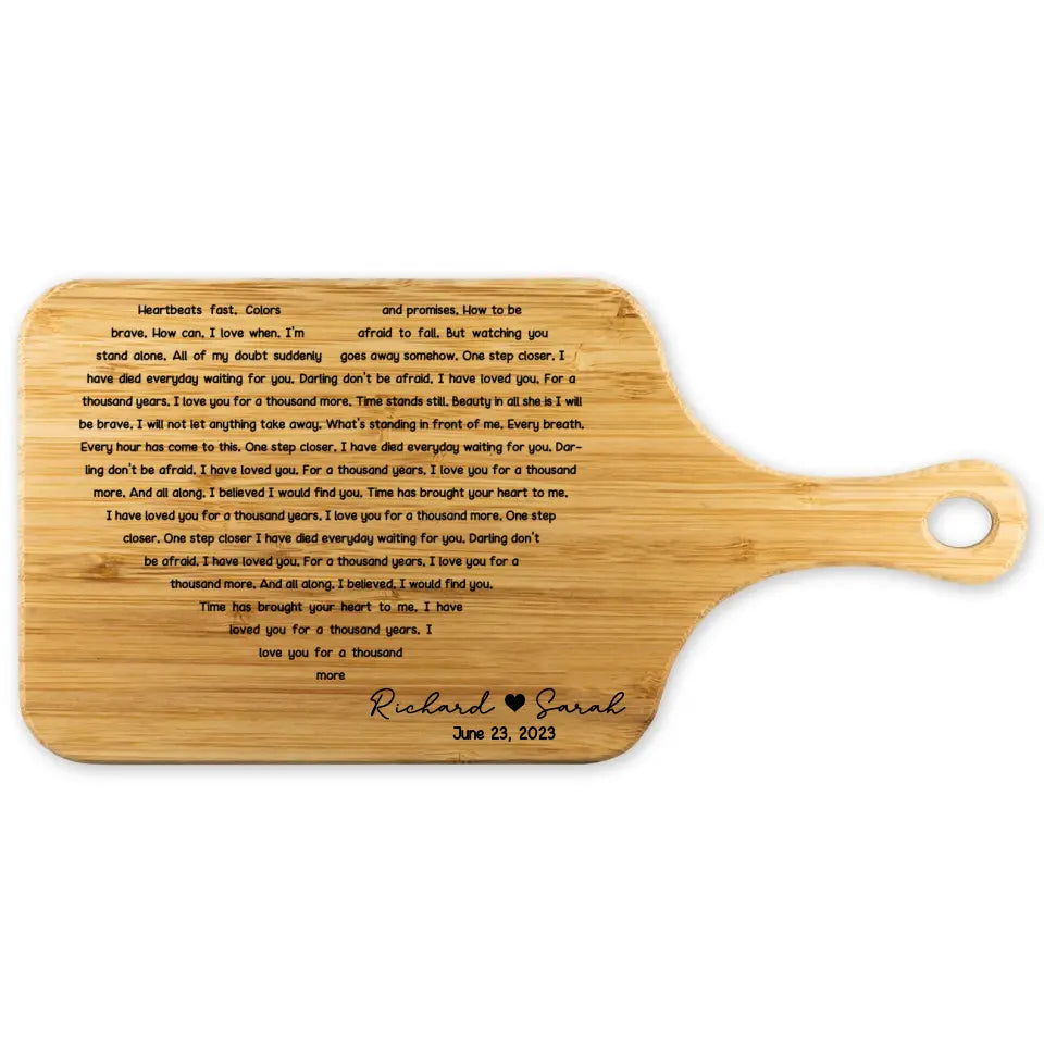 Harmony of Love, Sweet Message to Your Lover, Personalized Wooden Cutting Board, Anniversary Gift For Couple