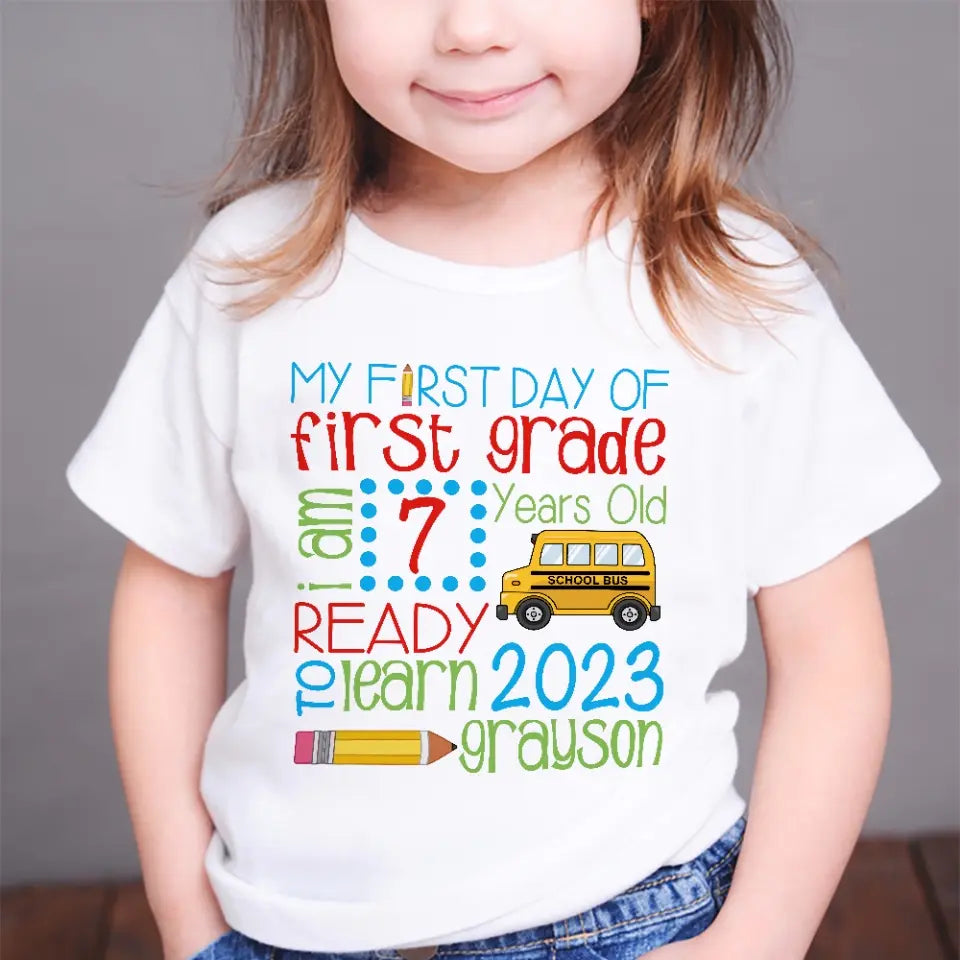 My First Day School Ready To Learn - Personalized Youth T-Shirt