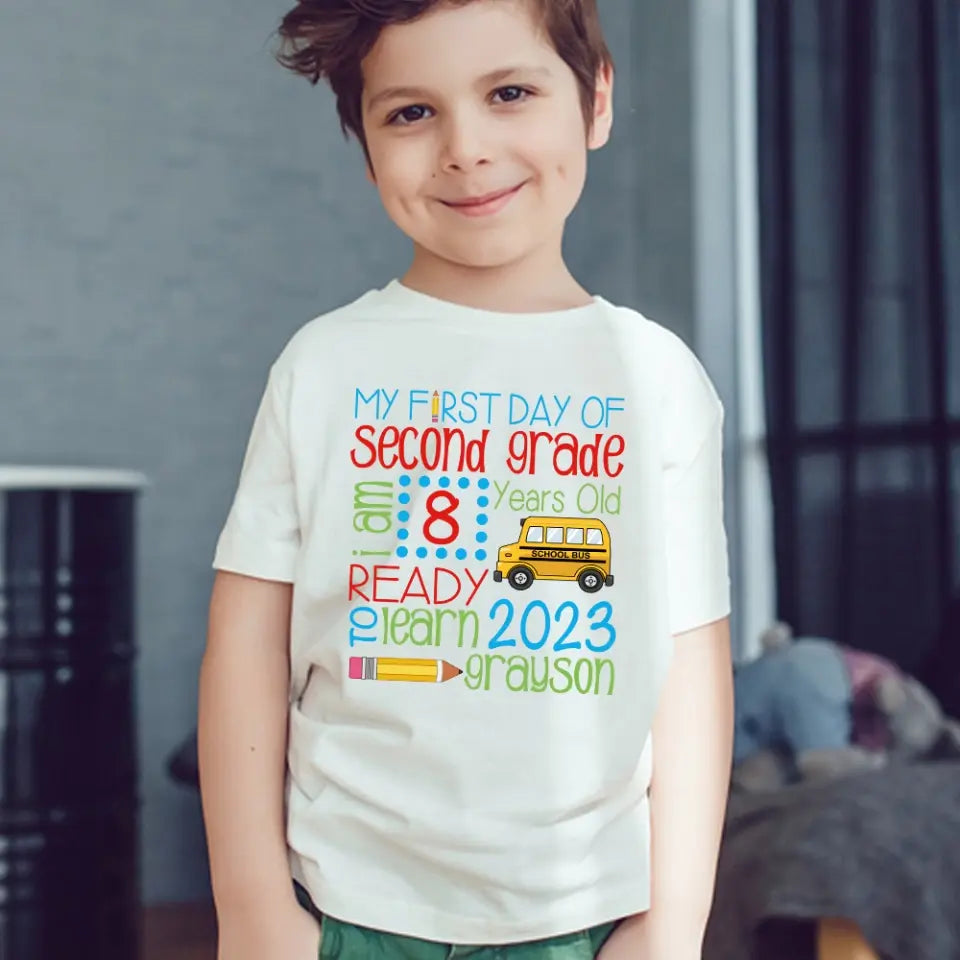 My First Day School Ready To Learn - Personalized Youth T-Shirt