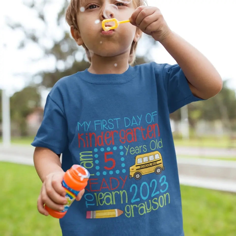 My First Day School Ready To Learn - Personalized Youth T-Shirt