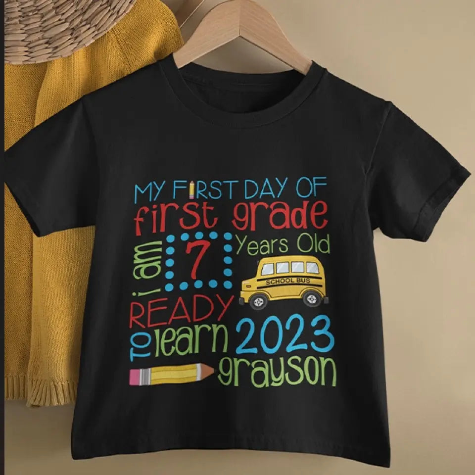 My First Day School Ready To Learn - Personalized Youth T-Shirt