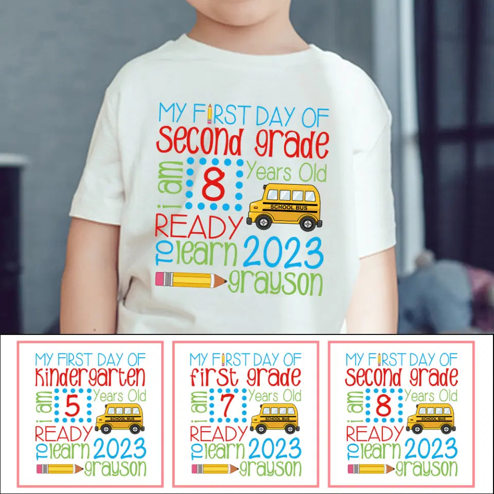 My First Day School Ready To Learn - Personalized Youth T-Shirt